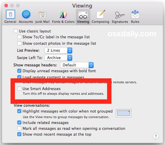 mail for mac, list of junk mail addresses?